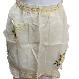 Vintage Apron Sheer Floral Waist Tie
